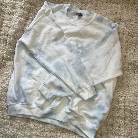 Tie Dye Hand Dyed Sky Blue & White Sweatshirt - Picture 5 of 5